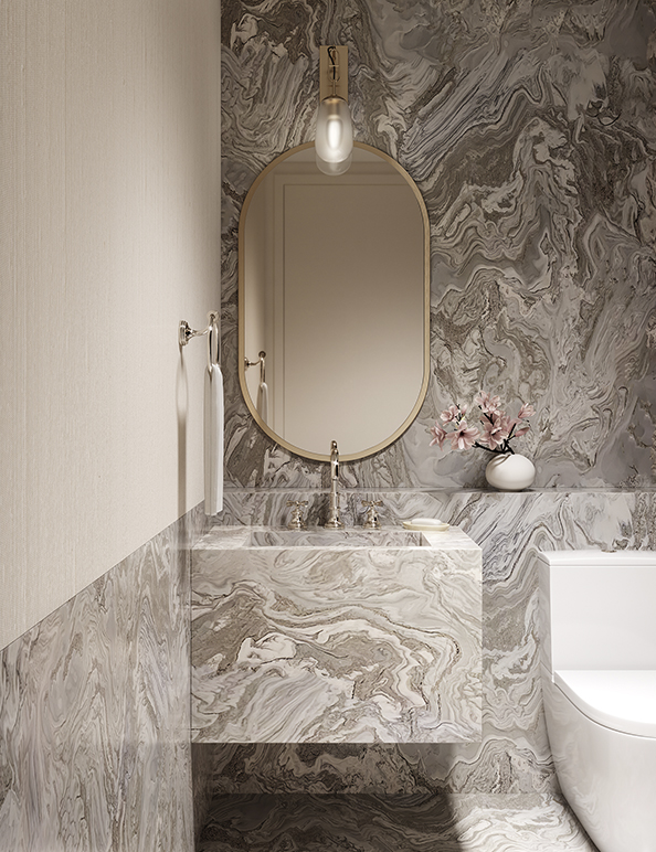 secondary bathroom and powder room