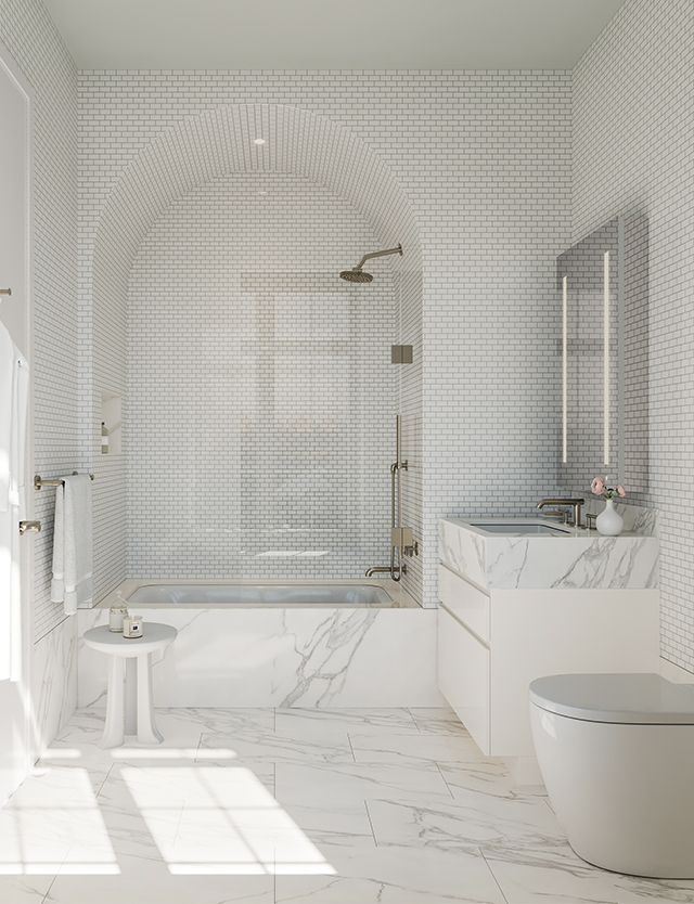 secondary bathroom and powder room