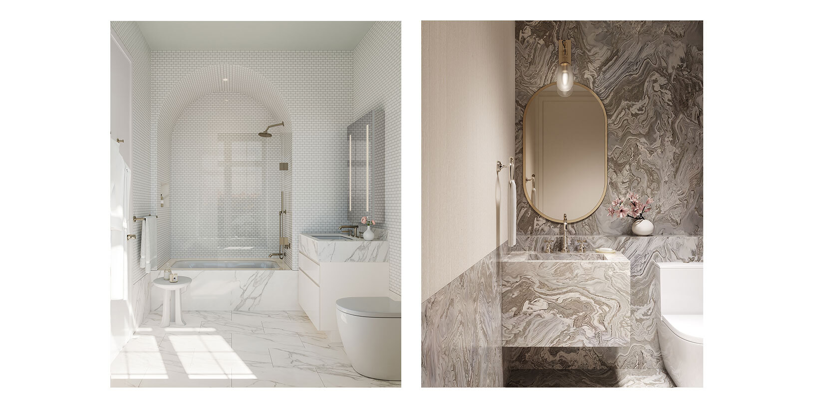 secondary bathroom and powder room